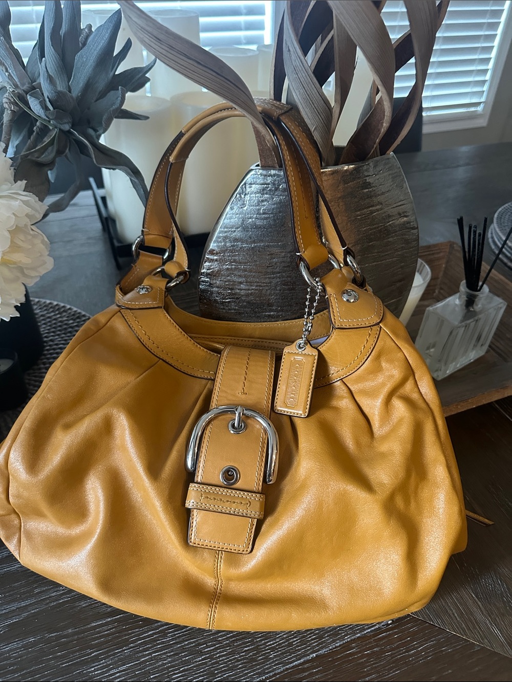 Coach Mustard Leather Shoulder Bag with Tag